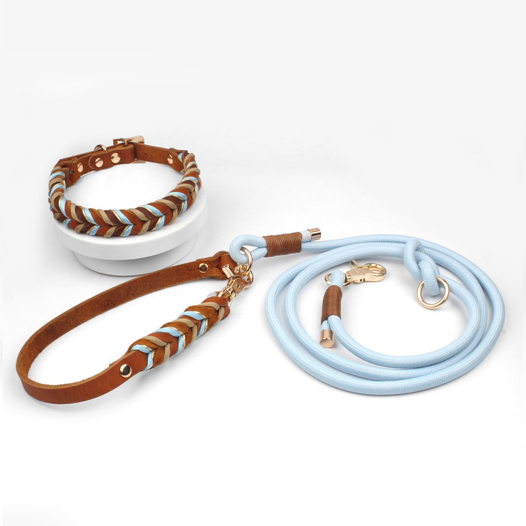 Chouchoute Élan – Full-Grain Leather Dog Collar & Leash