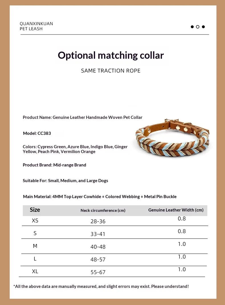 Chouchoute Élan – Full-Grain Leather Dog Collar & Leash